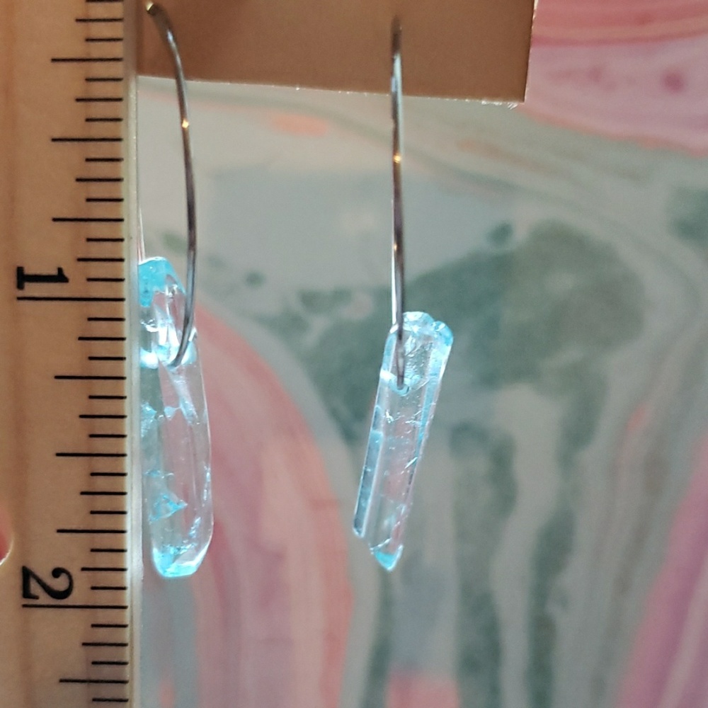 Hoop earrings, crystal hoops, boho baby blue hoops - Picture 4 of 6